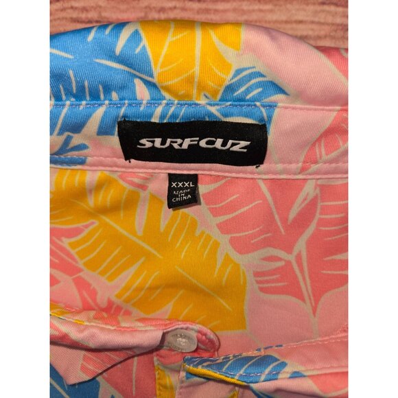SurfCuz Mens Tropical Leaf Polo Shirt XXXL - Picture 5 of 9